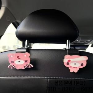귀여운 핑크 곰 자동차 헤드레스트 훅   가방 및 쓰레기 보관용 뒷좌석 정리함 범용 차량 액세서리