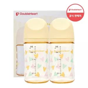 더블하트 PPSU 젖병 스윗러브 크림 옐로우 240ml 트윈팩 노꼭지