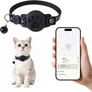YeQIENGC GPS 고양이 목걸이 및 블루투스 트래커 홀더 - 소형 분리형 조절식 7.5-12.6 iOS용 Findmy 앱 월