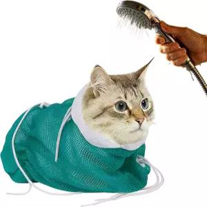 하이재키 고양이 목욕 가방 통기성 메쉬 샤워 그루밍 백