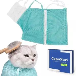 CepuXozi 조절식 고양이 목욕 및 그루밍 백 긁힘 방지 통기성 메쉬 고정용 세척 샤워 발톱 다듬기 귀