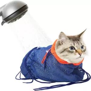 고양이 목욕용 가방 긁힘 방지 세척용 그루밍 샤워백 발톱 다듬기용
