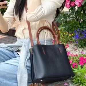 여성 가죽 스티치 토트 크로스백 직장인 대학생 가방
