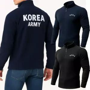 남성긴팔티셔츠 겨울 기모 반집업 후리스 스판 로카티셔츠