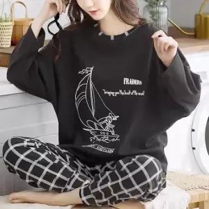 쉬블림로브 (긴팔 긴바지) 여성 프린팅 체크 꿀잠 홈웨어 파자마 잠옷 세트 GGWD0299