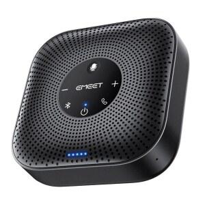 EMEET 컨퍼런스 스피커폰 M0 Plus, AI 마이크 4대 360 음성 픽업, 소음 감소, USB C 스피커, 8인용 블루투스 컨퍼런스 스피커, 주요 소프트웨어와 호환되는 16인용 데이지 체인 지원