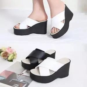 [애슬릿] 엑스 통굽 웨지 여성 슬리퍼 힐 10cm (5412428A)