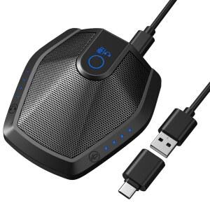 PC용 AI 노이즈 캔슬링 기능이 탑재된 TONOR 컨퍼런스 USB 마이크 G11 PRO | 볼륨 조절 가능한 콘덴서 WINDOWS 및 MAC 호환 회의용 데스크톱 PC 노트북 법정 속기용