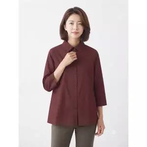 [하프클럽/크로커다일레이디]셔츠 카라 아우터형 블라우스 와인 CLCFBL105