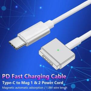Type-C(USB-C)-Magsafe1 및 2 고속 충전 케이블 MacBook Air/Pro 노트북용 자기 L/T 헤드 usb 커넥터