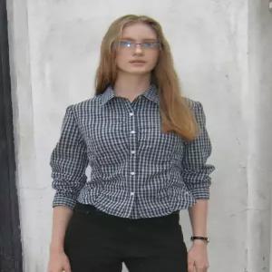 후아유 Slim Fit Check Blouse WHBLG4991F