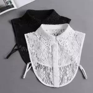 여성 페이크 예쁜 플라워 자수 레이스 펀칭 카라 셔츠 넥케이프 목폴라 목카라 이너카라