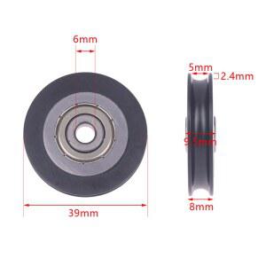 도르래 39 8mm 시프트 도어 풀리 오목형 와이어 로프 오버 라인 고무로 감싼 플라스틱 나일론 베어링 롤러