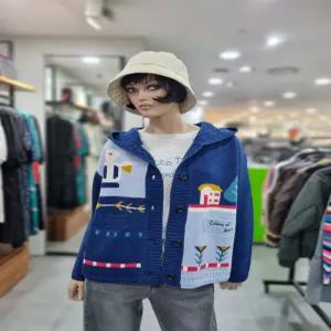 베네통/애플아울렛/모 100% 컬러 블록 인타샤 후드 가디건/BAKCC3661