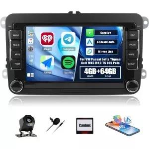 4G+64G VW Passat Jetta Tiguan Golf MK5 T5 EOS용 안드로이드 카 라디오 Carplay Android Auto 7인치 터치