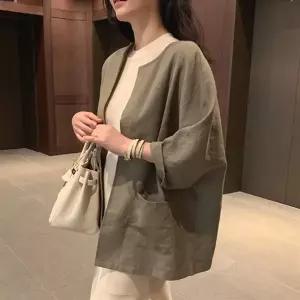린넨 박시 핏 오버핏 루즈핏 면 마 데일리 심플 남방 가디건 여성 셔츠 블라우스