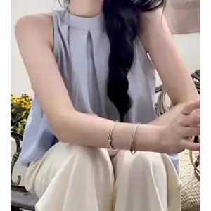 여성 여름 민소매 셔츠 심플한 스탠드카라 루즈핏 디자인JZ