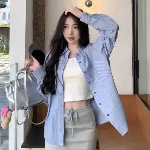 SAHINER 여성 스프 셔츠 루즈핏 긴 소매 봄가을 데일리룩