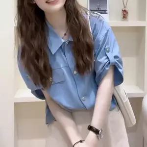 여성 세미 오버핏 남방 셔츠 데일리 7부소매셔츠