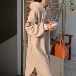 [RGN2N805]레터링 롱원피스 후드 기모 F006408 겨울원피스
