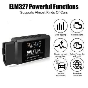 와이파이 ELM327 OBD2 코드 리더 스캐너 V1.5 자동차 진단 도구 안드로이드 호환/IOS/PC용 엔진 고장 감지