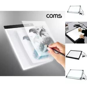 Coms USB LED 라이트 박스 A4규격 휴대용 소형 3단 밝기조절 원터치 라이트 패드 애니메이션 드로잉 스케치