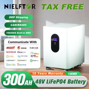 EU PL  48V 300Ah 리튬 LiFePO4 배터리 팩 15Kwh 내장형 BMS 6000+ 사이클 태양광 시스템용