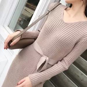 슬림핏 브이넥 파티 모임 허리끈 골지 니트 롱원피스 LkAAE4F 겨울원피스 스킨