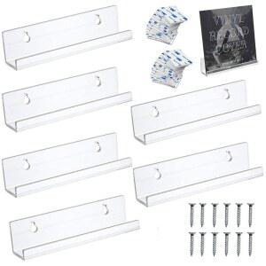 안경집 8pcs 아크릴 레코드 디스플레이 스탠드 12 인치 투명 마운트 비닐 홀더 선반 LP 앨범 스토리지