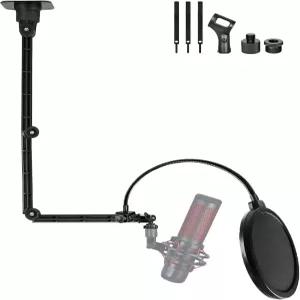 Shure MV7 Blue Yeti Razer HyperX Rode Microphones와 호환되는 천장/벽 마이크 마운트 홀더로 게이밍