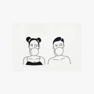 패브릭 커플풍선껌 포스터 대형 S