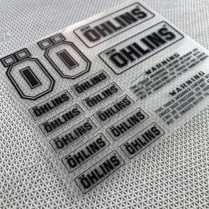 Ohlins 서스펜션 쇼커 댐퍼 오토바이 데칼 - 향상된 성능을  경고 라벨이 있는 투명 접착 스티커