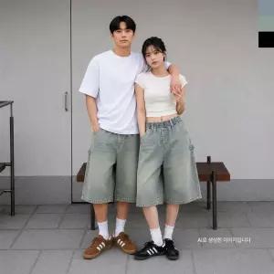 [스타일하우스](스타일하우스)청바지 데님팬츠 AGG 1020 남여공용 워싱 스냅 버뮤다 밴딩