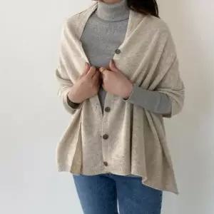 [하프클럽/옷자락]여자 가을 간절기 울블렌드 케이프 판초 니트 가디건