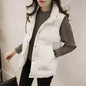 [하프클럽/옷자락]여자 남자 커플조끼 흰패딩 하이넥 포켓 패딩조끼