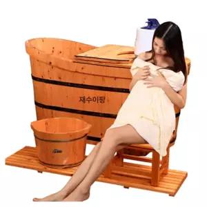 가정용 족욕기 홈사우나 용품 편백 대야 발스파 히노끼