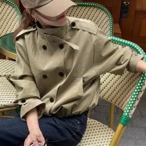 [하프클럽/셀러허브_여성트랜드패션]데일리 폴인 숏트렌치 2color 블랙 베이