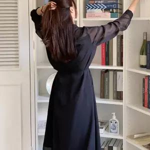 OP16753 여자 가을하객룩 쉬폰 스트랩 셔링 시스루 롱원피스 (0929)