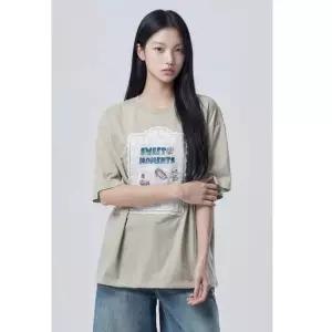 베네통 레이스 패치 반팔 티셔츠BATS47631