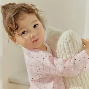 [키키스토리] 도트(핑크) 이지와이드 면모달 8부 실내복