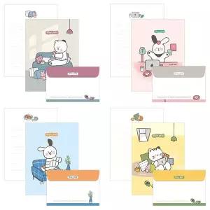 귀여운 강아지 고양이 캐릭터 편지쓰기 감성문구 예쁜편지지 엽서 20개 판촉물 단체선물 WFPAC7C