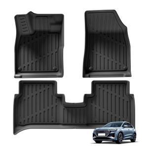 SMABEE for Audi Q4 e-tron 2024 자동차 바닥 매트 카고 라이너 트렁크 백레스트 패드 TPE 3D 풋 블랙