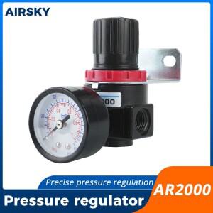 AR2000 공압식 공기압 조절기 G1/4 BSP 나사산 에어 컴프레서 감압 밸브(4/6/8/10/12MM EU 커넥터 피팅 포