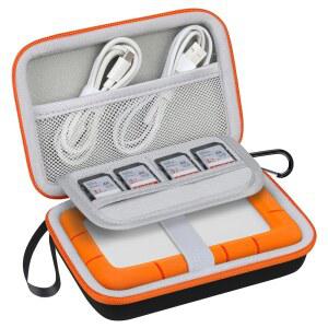 LACIE RUGGED MINI / 외장 하드 드라이브용 LACDO 드라이브 케이스 휴대용 HDD 1TB 2TB 4TB 5TB USB 3.0 2.0 EVA 충격 방지 보호 스토리지 홀더 여행용 가방 블랙+오렌지