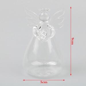 천사 모양 투명 유리 꽃 꽃병, 걸이식 식물 정원 장식, 1PC