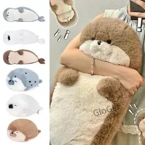 40/65cm 물개 인형 부드러운 베개 실물 같은 시뮬레이션 봉제 해달 동물 만화 생일 선물
