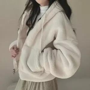 후드집업 후리스 인조양털 겨울아우터 뽀글이 플리스 여자 2color