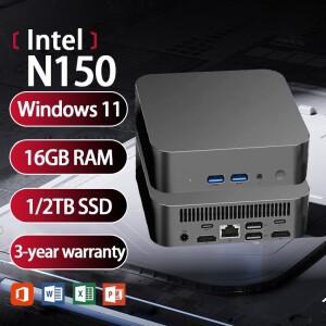 인텔 N150 미니 소형 PC 윈도우 11 16GB/32GB 램 1TB SSD 포켓 컴퓨터 게이밍 WiFi 6 데스크탑 휴대용 사