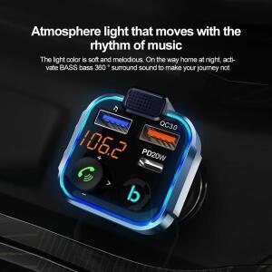블루투스 5.0 FM 트랜스미터 핸즈프리 차량용 라디오 모듈레이터 MP3 플레이어 PD20W  QC3.0 USB 초 충전