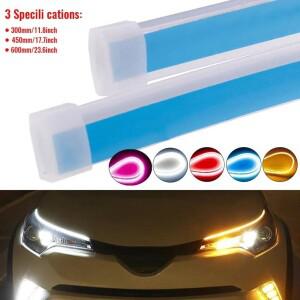 2Pcs 12V 자동차 주간 러닝 라이트  흐르는 LED DRL 스트립 헤드 브레이크 회전 신호등 30cm/45cm/60cm